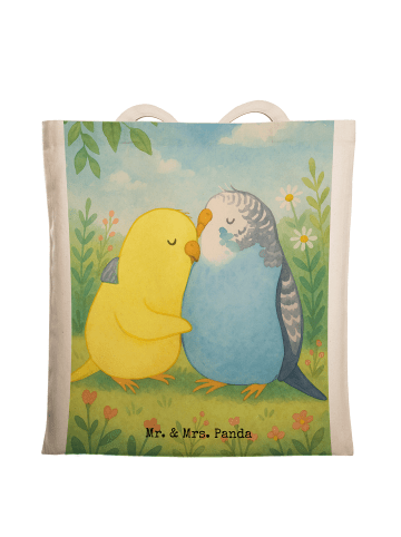 Mr. & Mrs. Panda Shopper Wellensittich Liebe Design ohne Spruch in Weiß