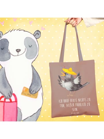 Mr. & Mrs. Panda Shopping Tasche Rabe Sombrero mit Spruch in Braun Pastell