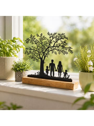 UNUS Aufsteller Baum mit Kindern auf einer Schaukel in Schwarz