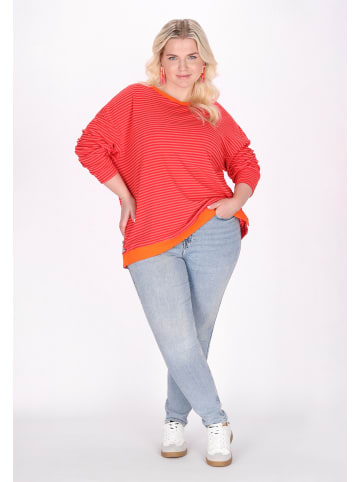 myMo Women Plus Size Blouse in Red Striped
