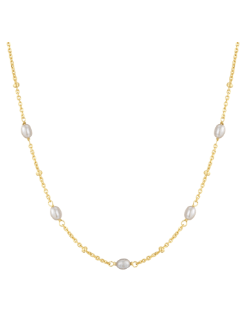 Glanzstücke München Kette aus Sterling Silber mit Süßwasser-Zuchtperle in gelbgold