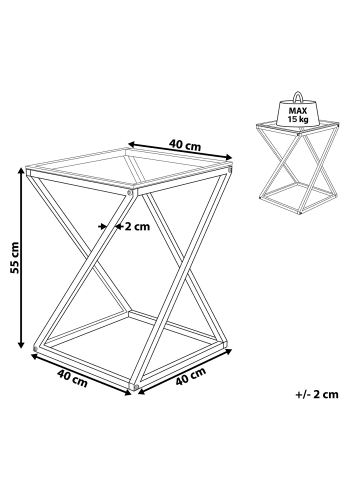 Beliani Beistelltisch BEVERLY in Silber/Transparent - (W) 40 x (H) 55 x (L) 40 cm