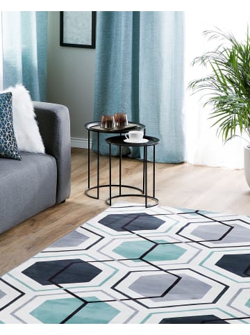 Beliani Kurzflor GIRESUN in Bunt/Blau/Grau - (W) 160 x (H) 0.5 x (L) 230 cm