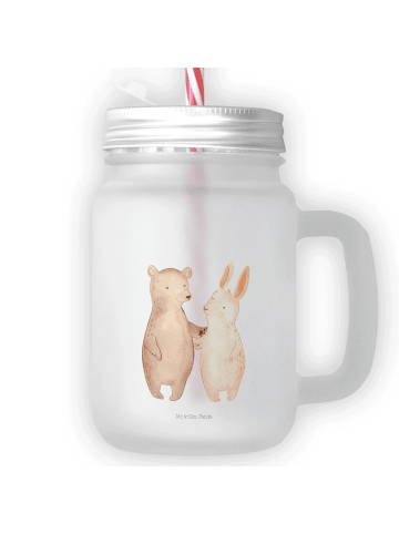 Mr. & Mrs. Panda Trinkglas Mason Jar Bär und Hase Umarmen ohne S... in Transparent
