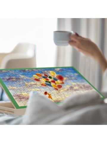 relaxdays Puzzlebrett in Natur/ Grün - (B)81 x (H)4 x (T)57 cm