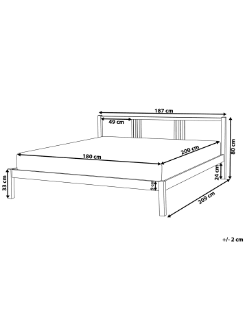 Beliani Doppelbett VANNES in Braun - (W) 187 x (H) 80 x (L) 209 cm