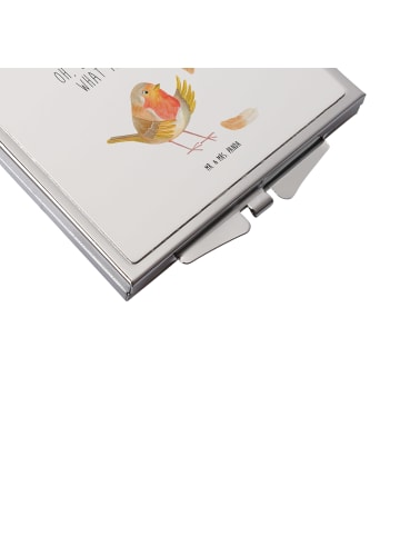 Mr. & Mrs. Panda Schminkspiegel Rotkehlchen Federn mit Spruch in Weiß