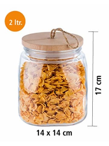 APS Vorratsglas 2er Set "WOODY" in Transparent 14 x 14 cm, H: 17 cm, 2 Liter