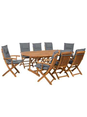 Beliani 9-tlg Gartentisch Set MAUI in Braun/Grau