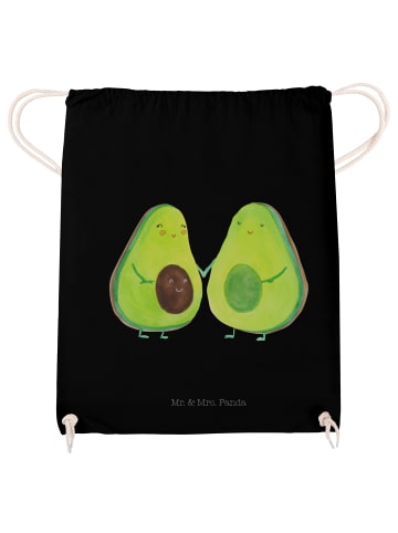 Mr. & Mrs. Panda Beutel Rucksack Avocado Pärchen ohne Spruch in Schwarz