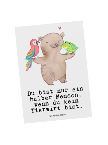 Mr. & Mrs. Panda Postkarte Tierwirt Herz mit Spruch in Weiß