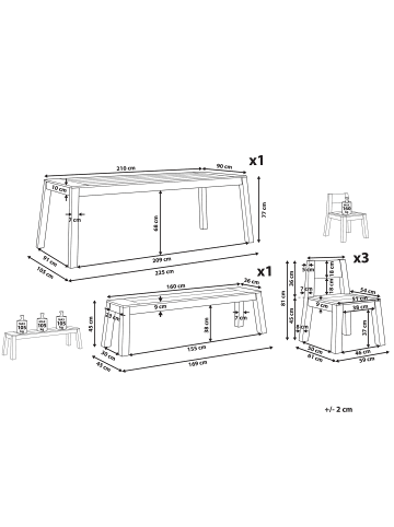 Beliani 5-tlg Gartentisch Set LIVORNO in Braun