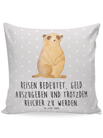 Mr. & Mrs. Panda 40x40 Kissen Erdmännchen mit Spruch in Grau Pastell