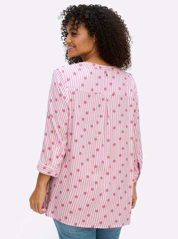 sheego 3/4-Arm-Bluse in altrosa-ecru-gestreift