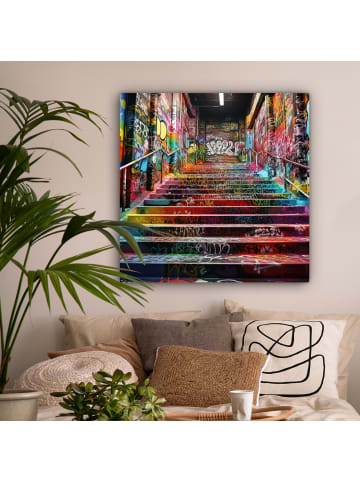 MuchoWow Leinwand Bilder Bunte Treppe