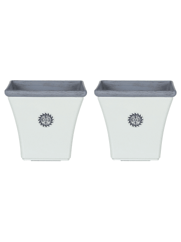 Beliani 2-tlg Outdoor Blumentopf ELATEIA in Weiß/Blau
