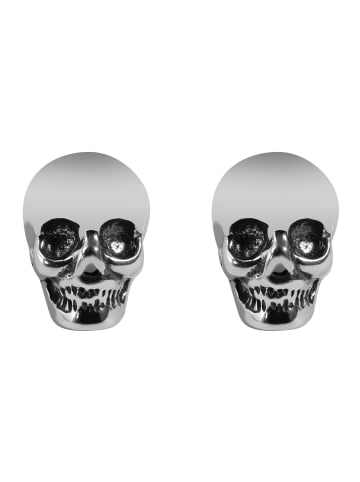 Adeliás Unisex Ohrringe – Ohrstecker Totenkopf aus Edelstahl in silber