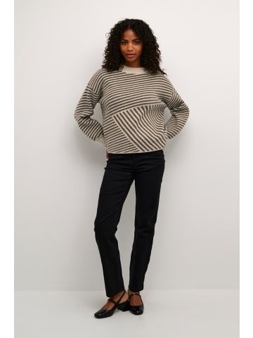 Kaffe Strickpullover KAverana Baggy fit in Feather Gray mel./ Brown mel.