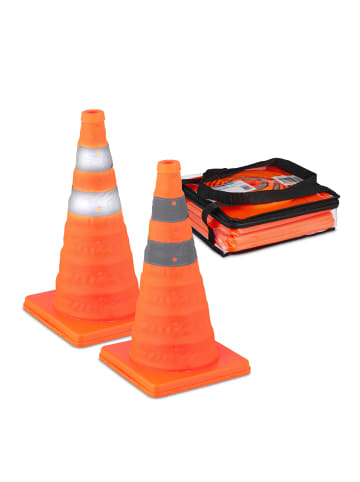 relaxdays 2 x Pylone in Orange/ Silber - (B)24,5 x (H)45 x (T)24,5 cm