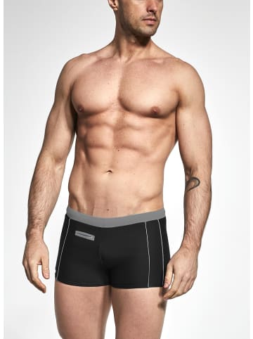 Aquarti Aquarti Herren Badehose Kurz mit Kontrastpaspel in schwarz/grau