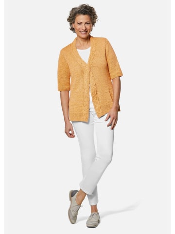 GOLDNER Kurzgröße:  Bändchengarn-Strickjacke mit Details in honig