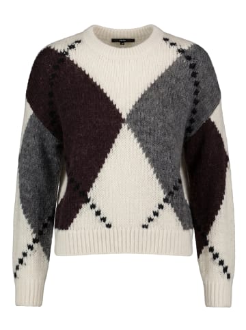 Zero Grobstrick-Pullover mit Intarsie in Patch Cream/Brown