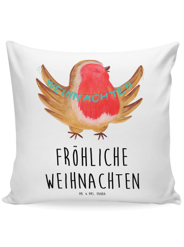 Mr. & Mrs. Panda Sofakissen Rotkehlchen Weihnachten mit Spruch in Weiß