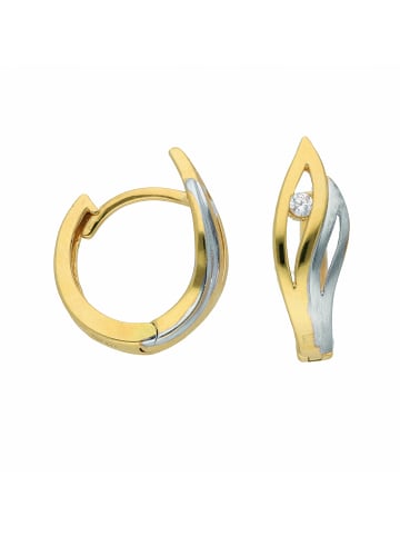 Adeliás Damen 333 Gold Ohrringe / Creolen mit Zirkonia in gold