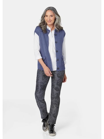 GOLDNER Strickweste mit aufgesetzten Taschen in schieferblau