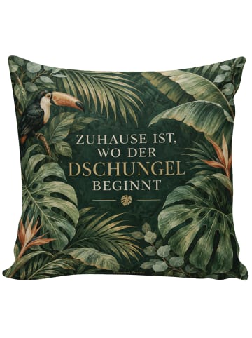 Mr. & Mrs. Panda 40x40 Kissen Monstera luxuriös Design mit Spruch in Weiß