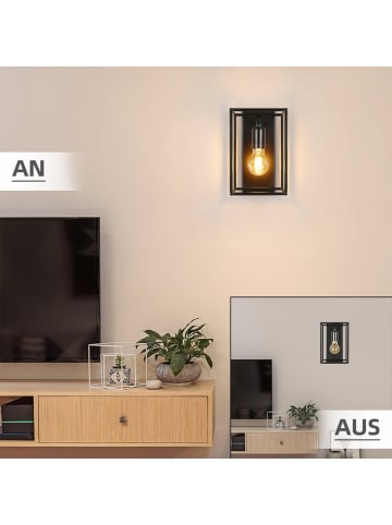 ZMH Wandleuchte in schwarz 1-flammige E27 rechteckig  vintage Metall MAX.40W