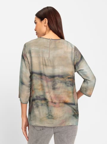 Heine Druckbluse in sand-khaki-bedruckt