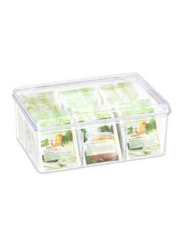 relaxdays 4x Teebox in Transparent - (B)21,5 x (H)9 x (T)14,5 cm