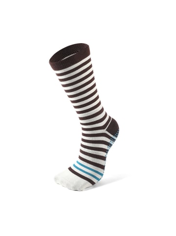 MUNADUNA Gestreifte Yoga-/Pilates-
Anti-Rutsch Socken in Braun/Blau