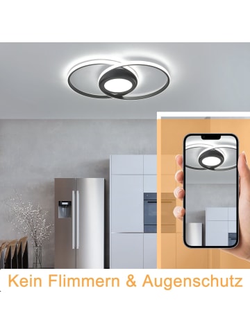 ZMH Deckenleuchte LED 2-flammige rund in schwarz dimmbar 48W Flurlampe L 47.4cm