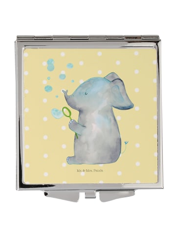 Mr. & Mrs. Panda Handtaschenspiegel quadratisch Elefant Seifenbl... in Gelb Pastell