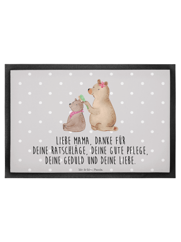Mr. & Mrs. Panda Fußabtreter Bär Kind mit Spruch in Grau Pastell