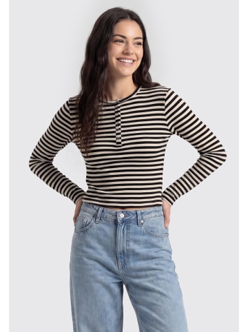 myMo Women Longsleeve in Beige Black