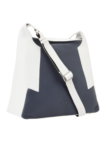 VLD VOi Leather Design Boston Umhängetasche Leder 32 cm blau-weiss