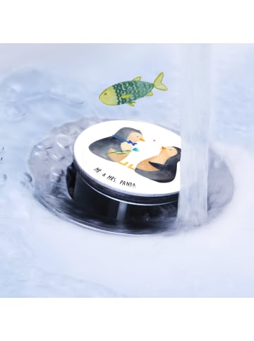 Mr. & Mrs. Panda Waschbecken Abfluss Pinguin Pärchen ohne Spruch in Weiß