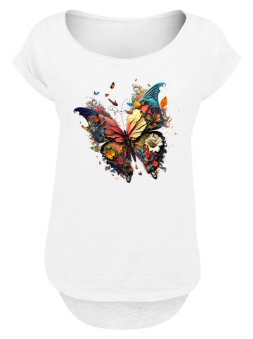 F4NT4STIC Long Cut T-Shirt Schmetterling Bunt in weiß