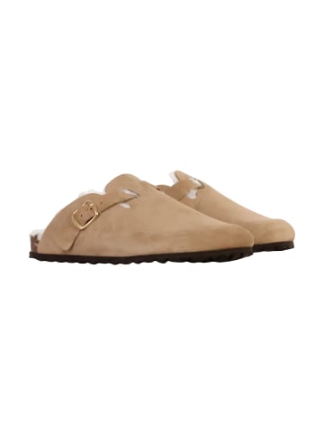 Divine Factory Leder-Pantoletten „Joana“ Braun