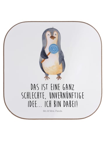 Mr. & Mrs. Panda Untersetzer Pinguin Lolli mit Spruch in Weiß