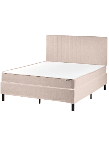 Beliani Doppelbett COUNTESS in Beige/Braun - (W) 141 x (H) 114 x (L) 201 cm