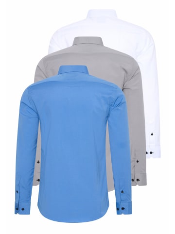 Rusty Neal 3er Set Business Hemd in 3erSet-(44_Blau)(44_Grau)(44_Weiß/Schwarz)
