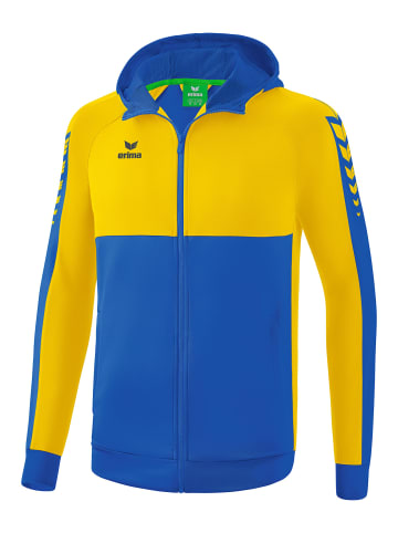 erima Six Wings Trainingsjacke mit Kapuze in new royal/gelb