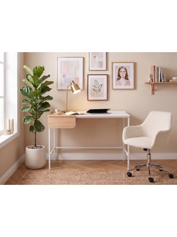 Beliani Schreibtisch OCATE in Weiß/Braun - (W) 120 x (H) 76 x (L) 60 cm