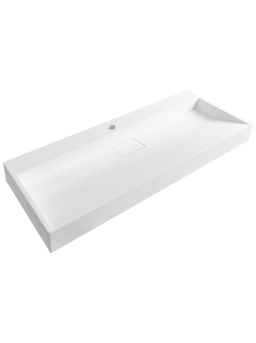 Beliani Waschbecken QUENKO in Weiß - (W) 120 x (H) 12 x (L) 46 cm