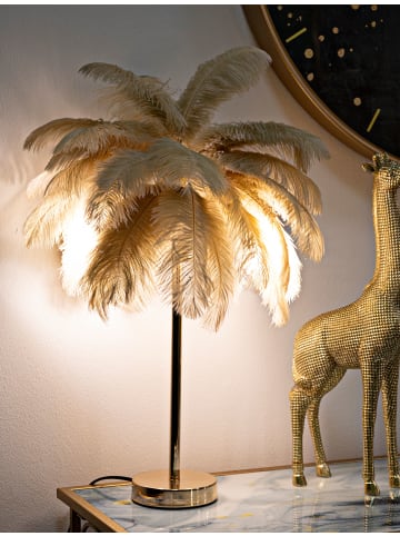Mauro Ferretti Tischleuchte aus goldenem Metall mit Federn, Ø 55 x 60 cm