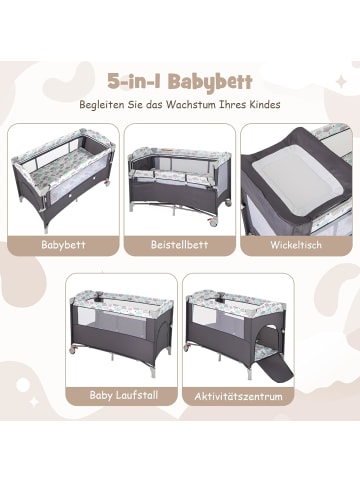 COSTWAY 5 in 1 Beistellbett klappbar in Grau